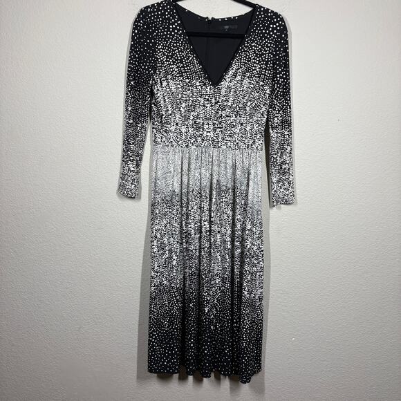 Tibi Womens Size 4 Polka Dot Midi Shift Dress Ombre V-Neck Hourglass Long Sleeve - Picture 1 of 9